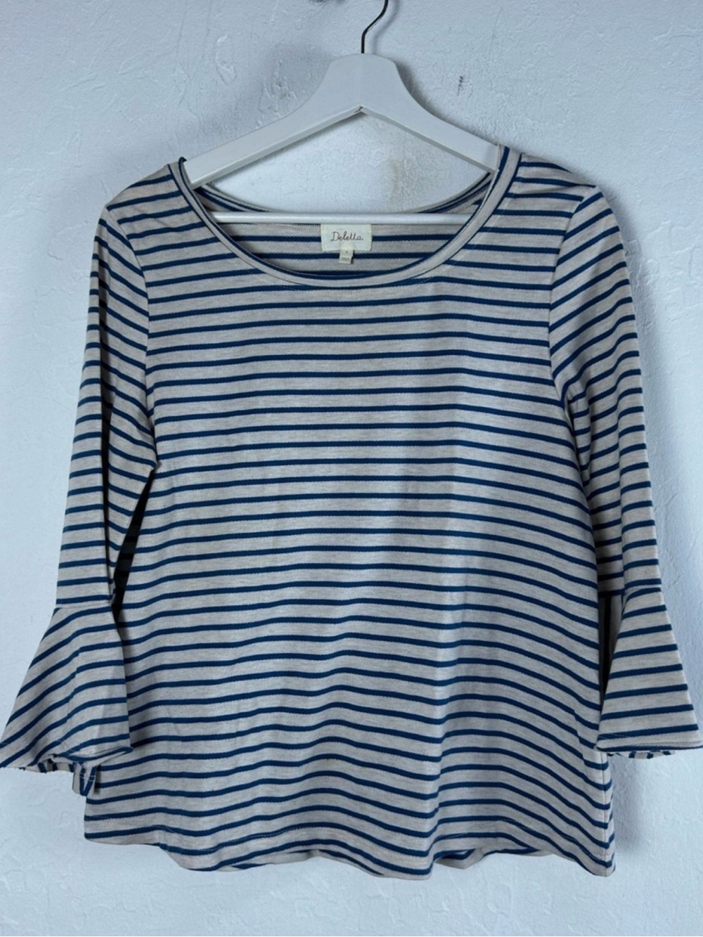 Anthropologie deletta striped Long Sleeve womens Top - Blue & cream